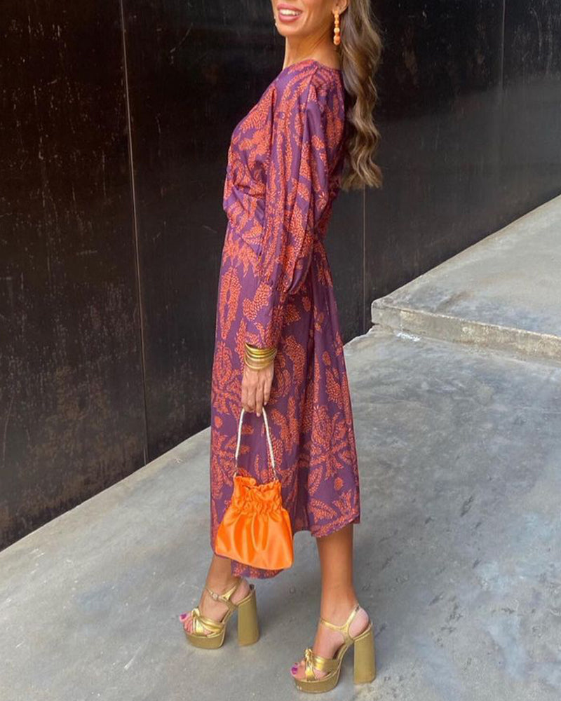 Nadira | Women's Wrap Dress with Feather Print