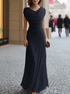 Grace | Women's Draped Cowl-Neck Ruched Maxi Dress