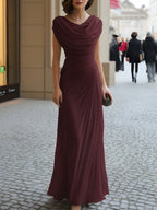 Grace | Women's Draped Cowl-Neck Ruched Maxi Dress