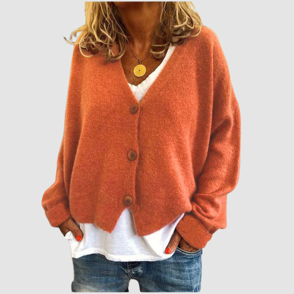 Micki | Women's V-Neck Button-Up Knit Cardigan