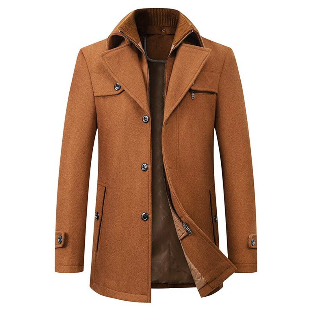 Garrett | Men's Wool Coat with Ribbed Collar