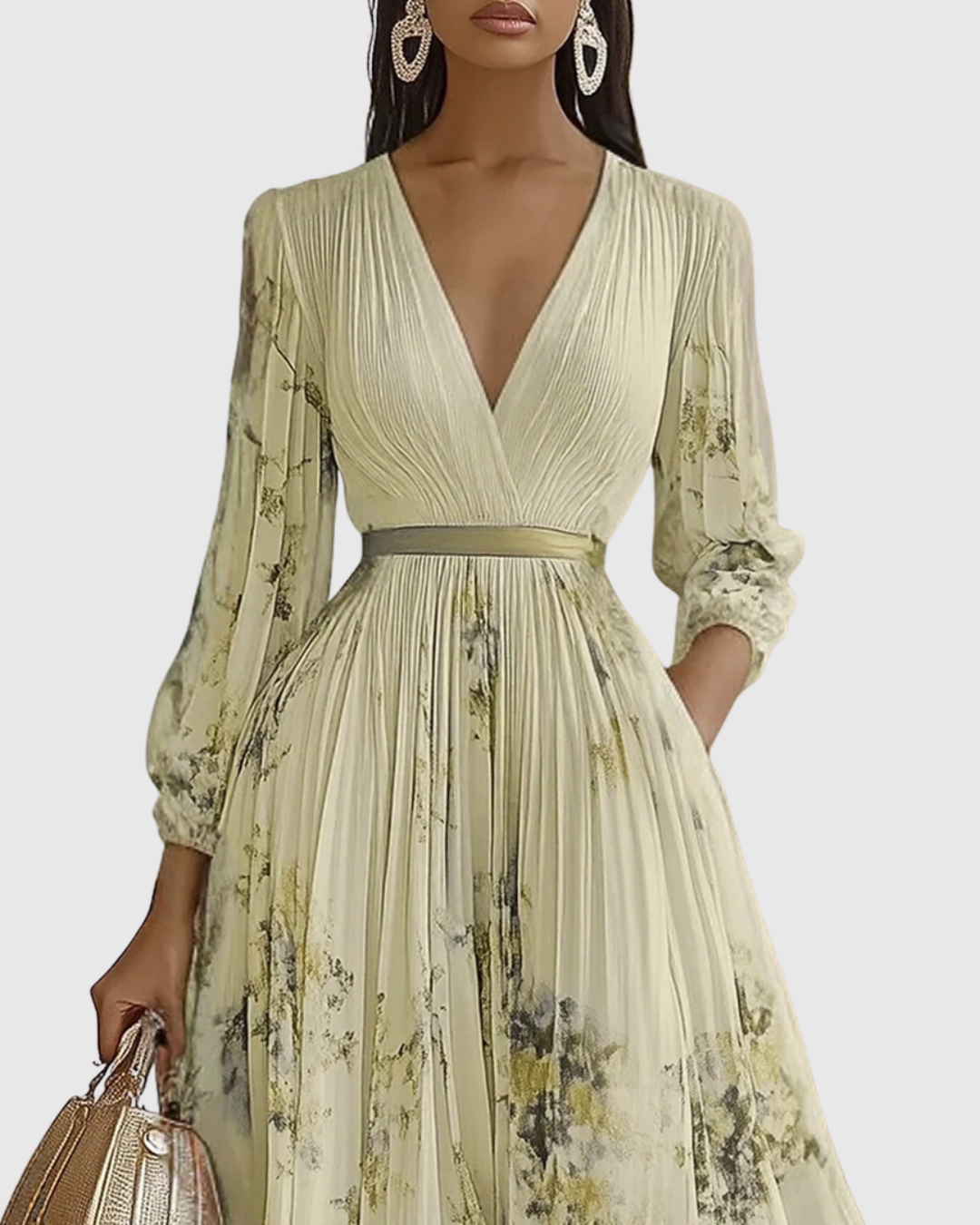 Feminine Pleated Maxi Dress, Elegant Style and Timeless Design