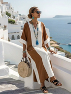 Women color block maxi dress short sleeve relaxed flowy summer wear