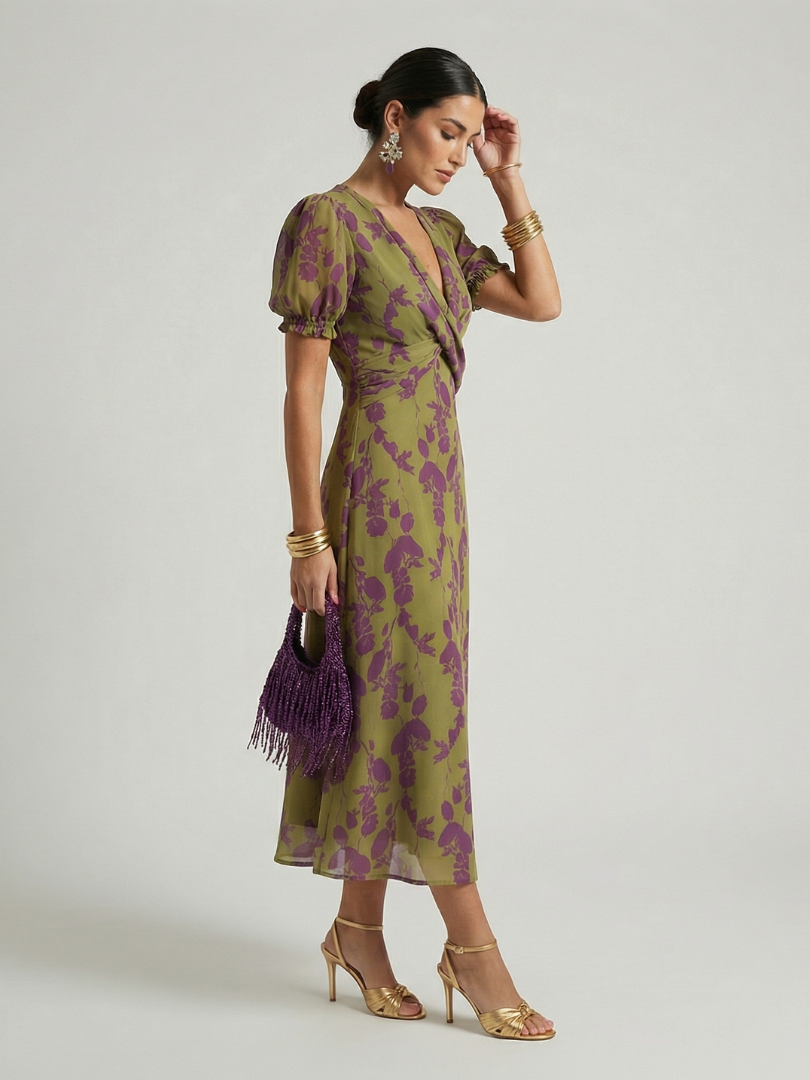 Relaxed Floral Midi Dress - Summer Casual Elegant Style for Women