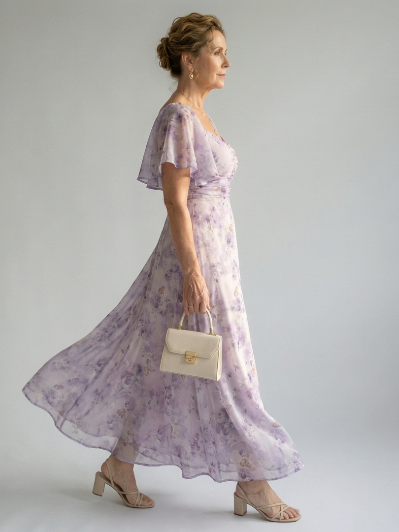 Elegant Flutter Sleeve Midi Dress | Summer Style for Women