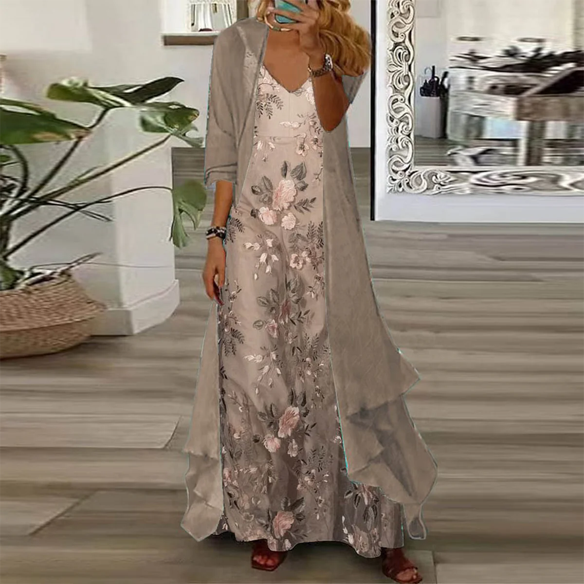 Marlow | Women's Floral Maxi Dress with Cardigan