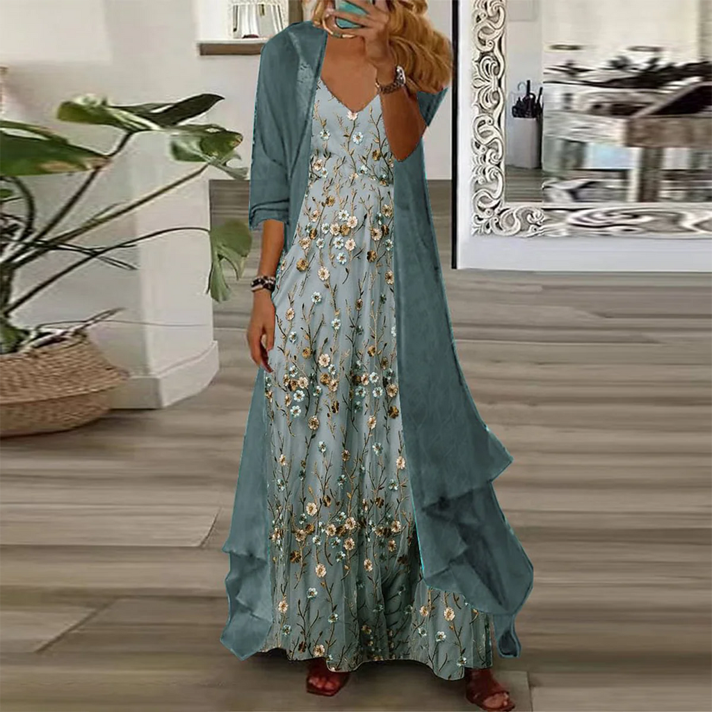 Marlow | Women's Floral Maxi Dress with Cardigan