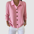 Riah | Women's Lapel Collar Button-Up Knit Cardigan