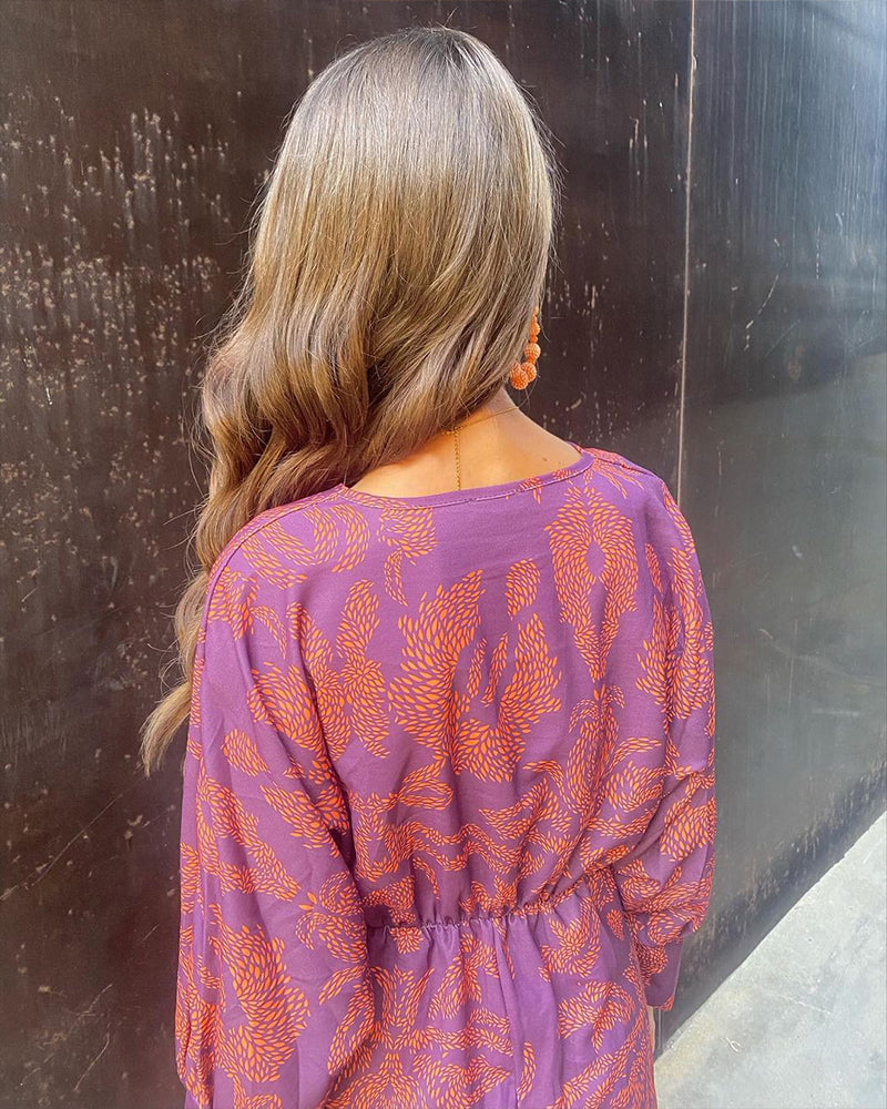 Nadira | Women's Wrap Dress with Feather Print