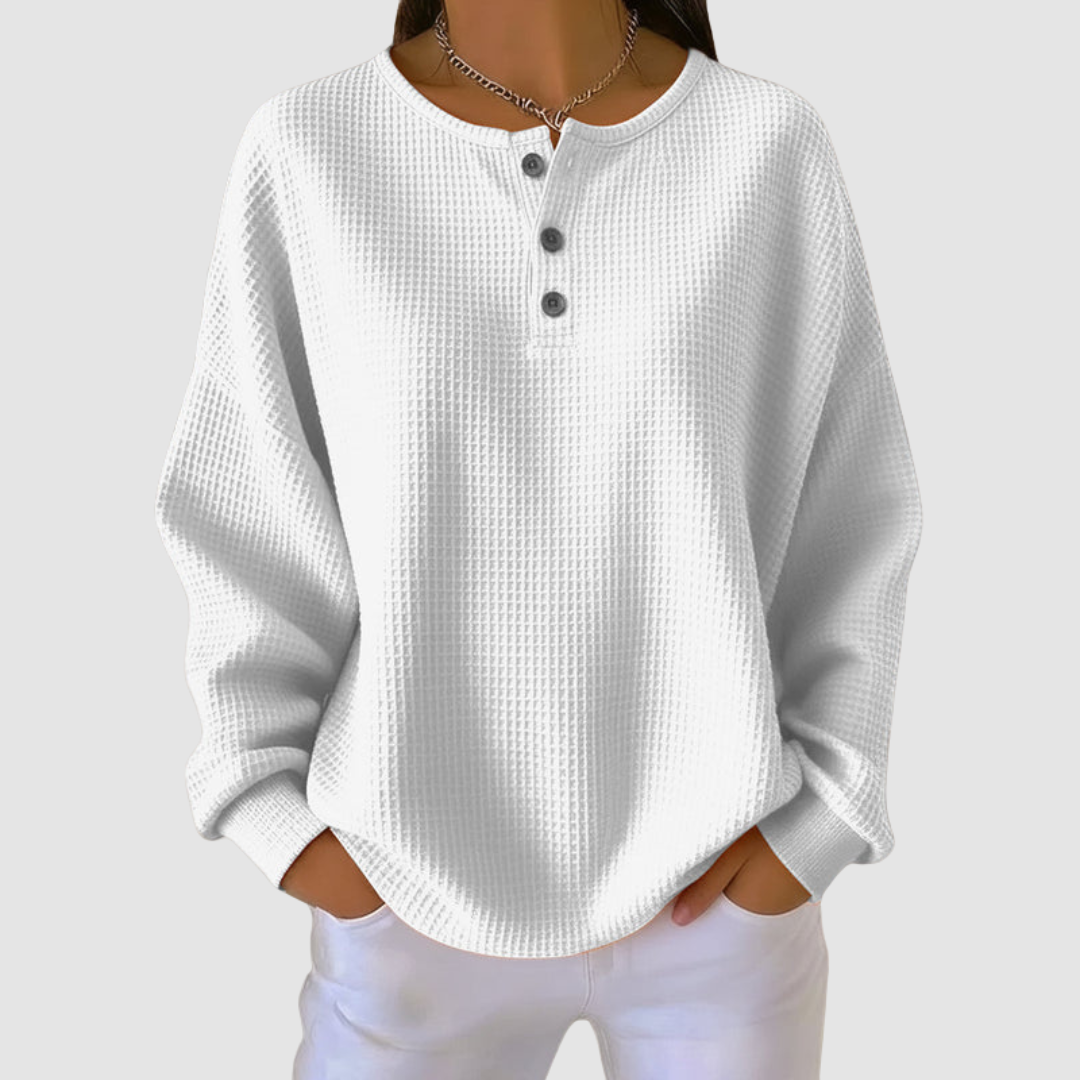 Claire | Women's Waffle-Knit Button Sweater