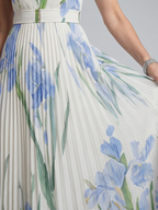 White Sleeveless Square Neck Floral Midi Dress | Elegant Summer Style