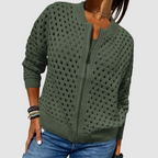 Desiree | Women's Hollow-Knit Zip Cardigan