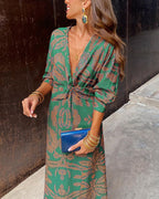 Nadira | Women's Wrap Dress with Feather Print