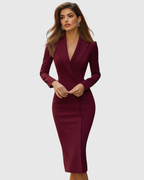 Stylish Tailored Midi Dress, Elegance and Modern Design