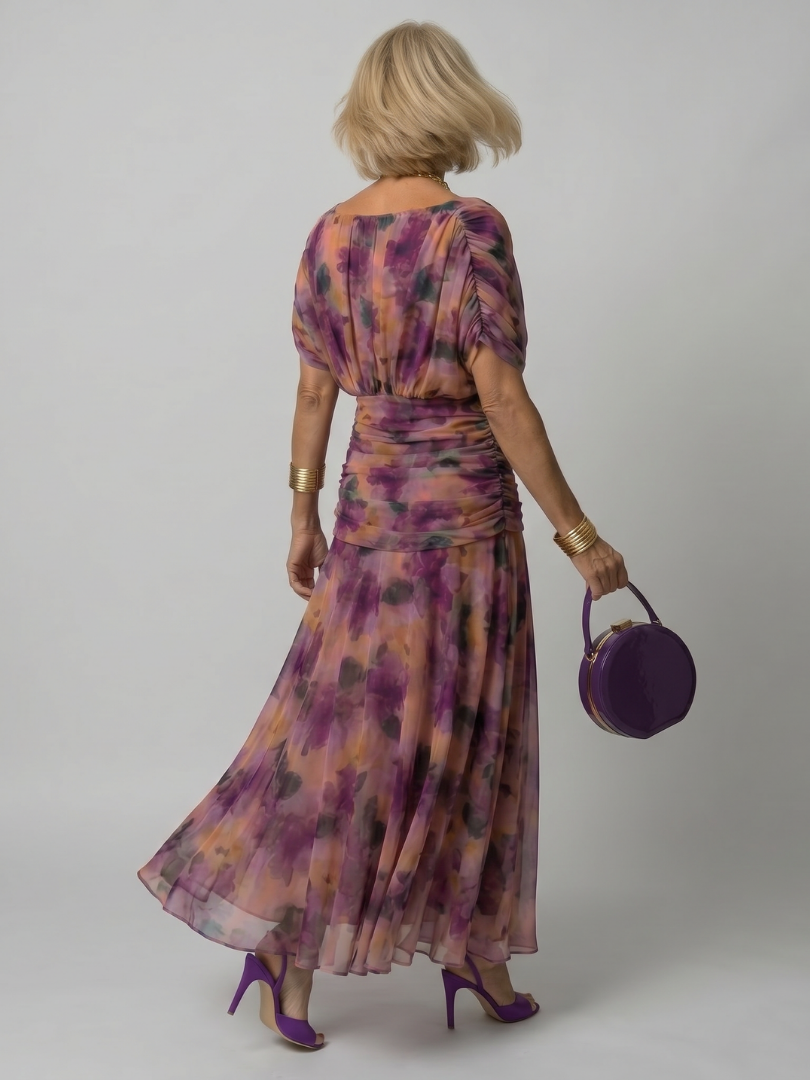 Off Shoulder Flow Midi Dress - Summer Party Elegant Style for Women