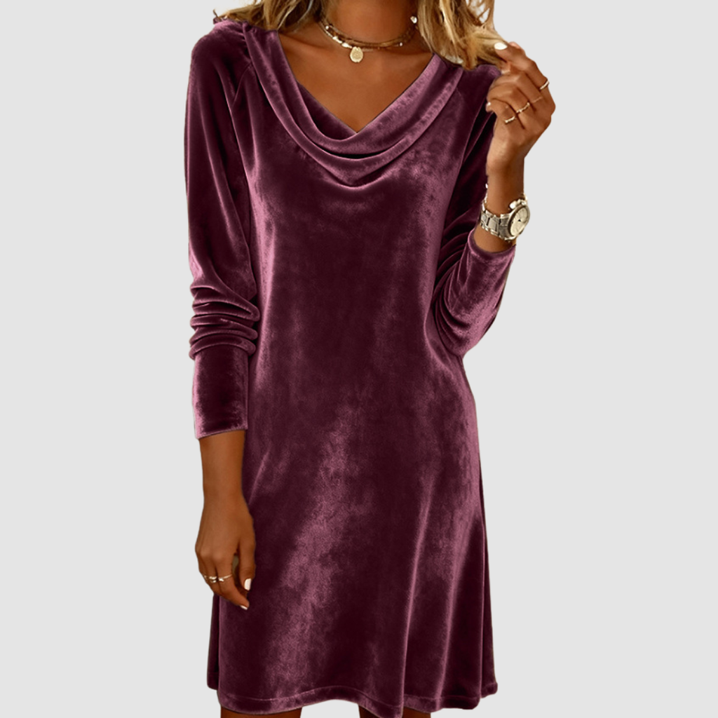 Misty | Women's Draped Neck Long Sleeve Dress