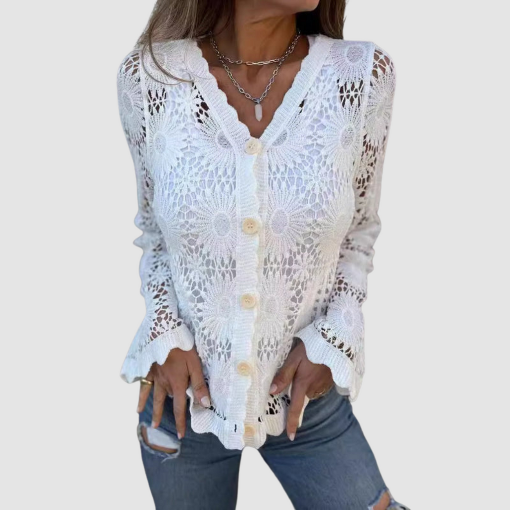 Laurelle | Women's Lace V-Neck Knit Cardigan