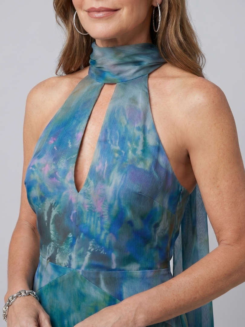 Blue Backless Maxi Dress | Halter Neck Sleeveless Summer Style for Women