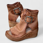 Rosalie | Women's Suede Buckle Wedge Sandals