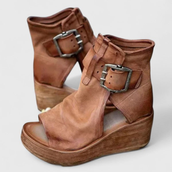 Rosalie | Women's Suede Buckle Wedge Sandals