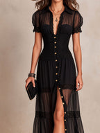 Gillian | Women's Lace-Detail Flowing Maxi Dress