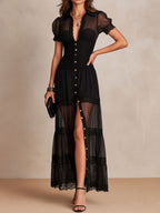 Gillian | Women's Lace-Detail Flowing Maxi Dress