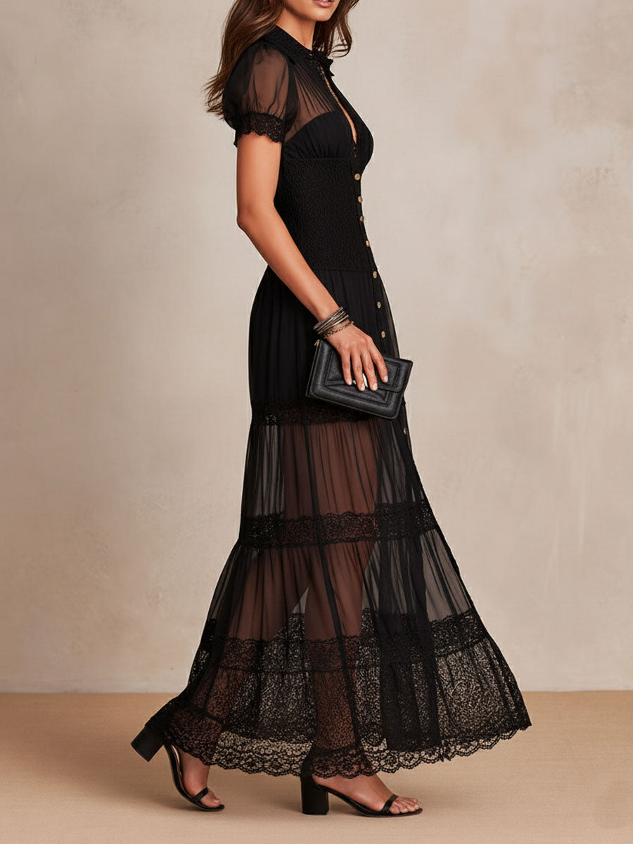 Gillian | Women's Lace-Detail Flowing Maxi Dress