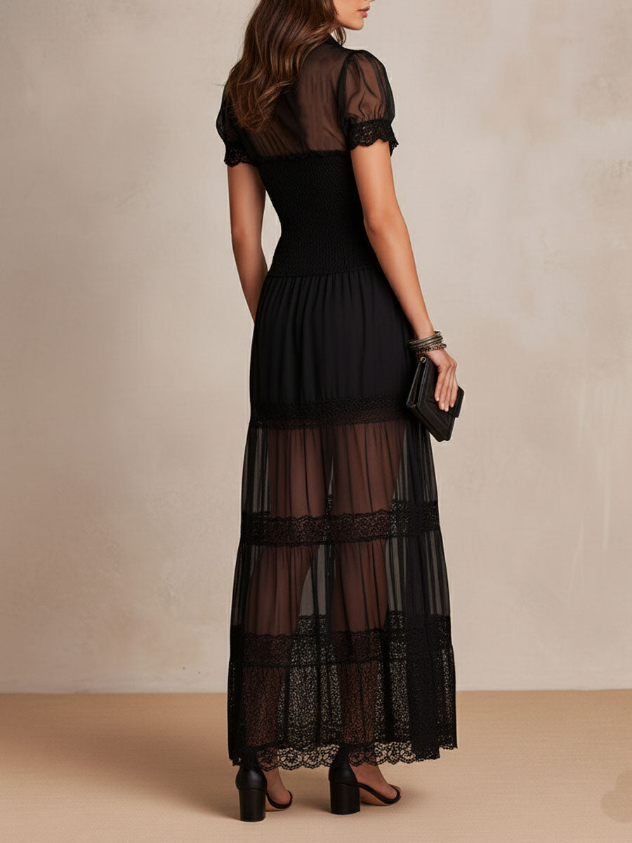 Gillian | Women's Lace-Detail Flowing Maxi Dress