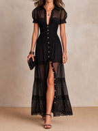 Gillian | Women's Lace-Detail Flowing Maxi Dress