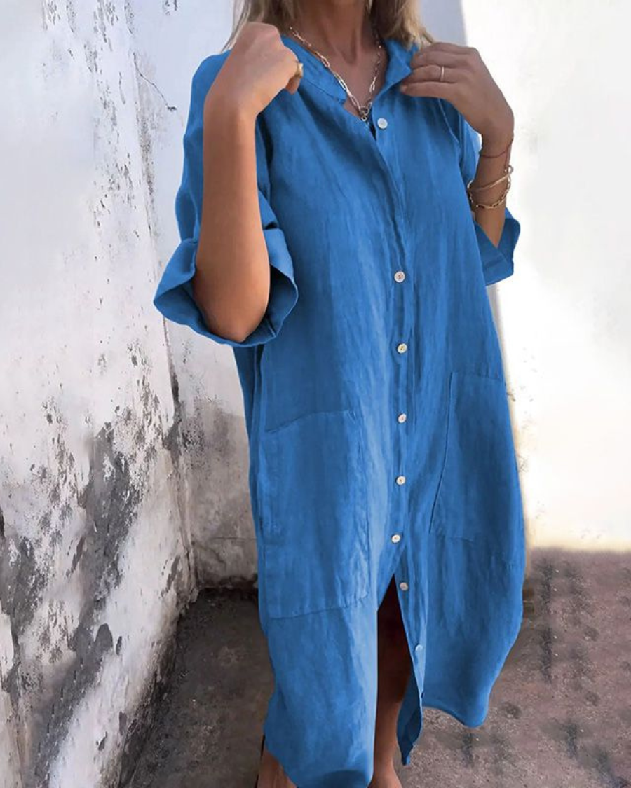 Boho Shirt Dress with Button Down - Summer Elegant Versatile Style