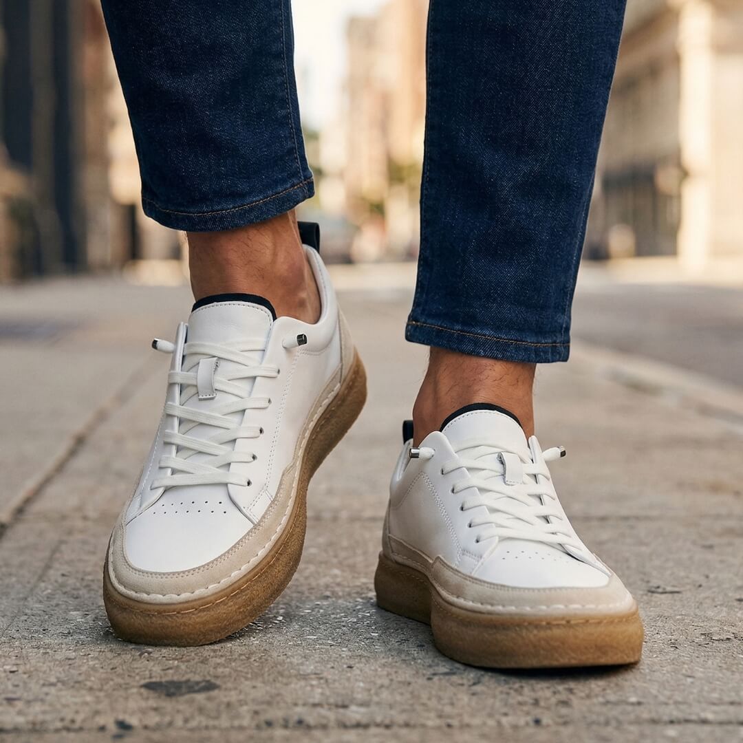 Ashby | Men's White Leather Platform Sneaker