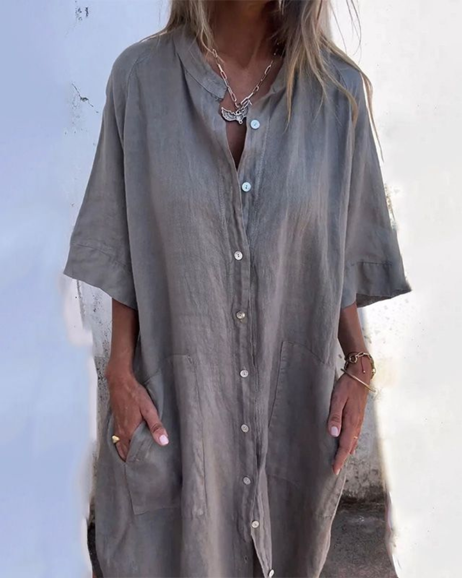 Boho Shirt Dress with Button Down - Summer Elegant Versatile Style