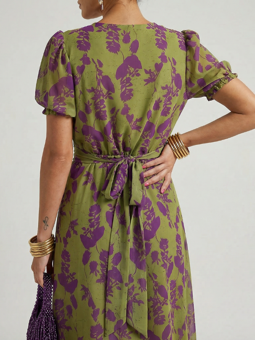 Relaxed Floral Midi Dress - Summer Casual Elegant Style for Women