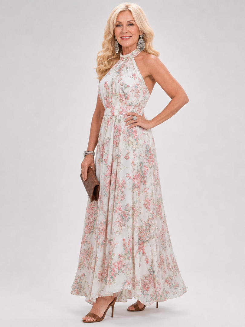 Elegant Floral Print Flowing Midi Dress | Summer Style for Women
