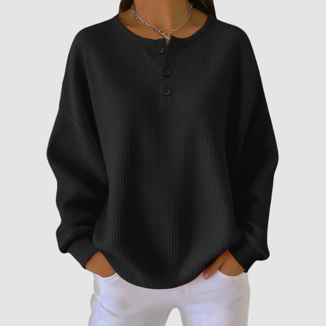 Claire | Women's Waffle-Knit Button Sweater
