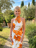 Elegant Halter Neck Floral Print Midi Dress | Summer Style for Women