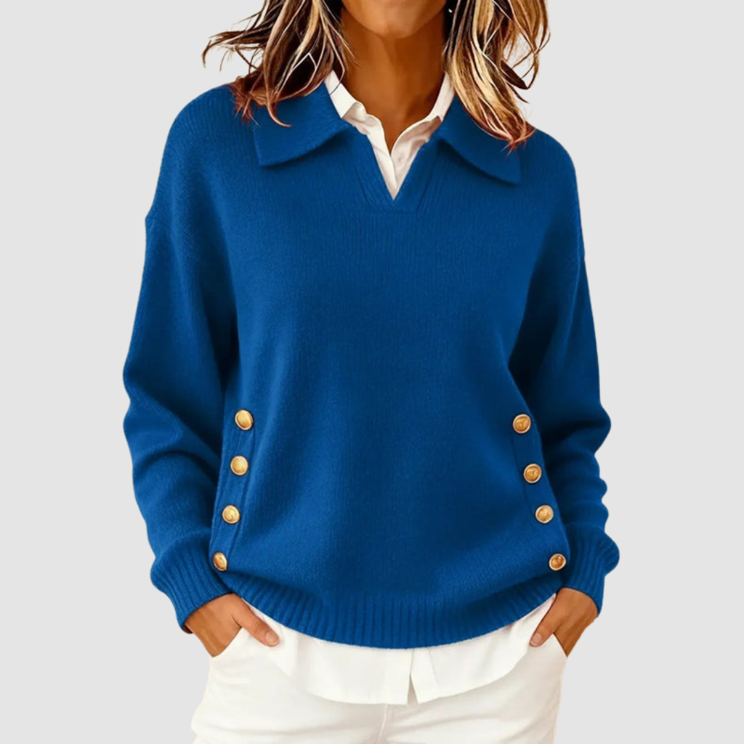 Luisa | Women's Collared V-Neck Knit Sweater