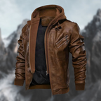 Cason | Men's Hooded Leather Bomber Jacket