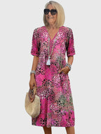 Feminine Floral Midi Dress for Women – Lightweight Elegance with Timeless Style