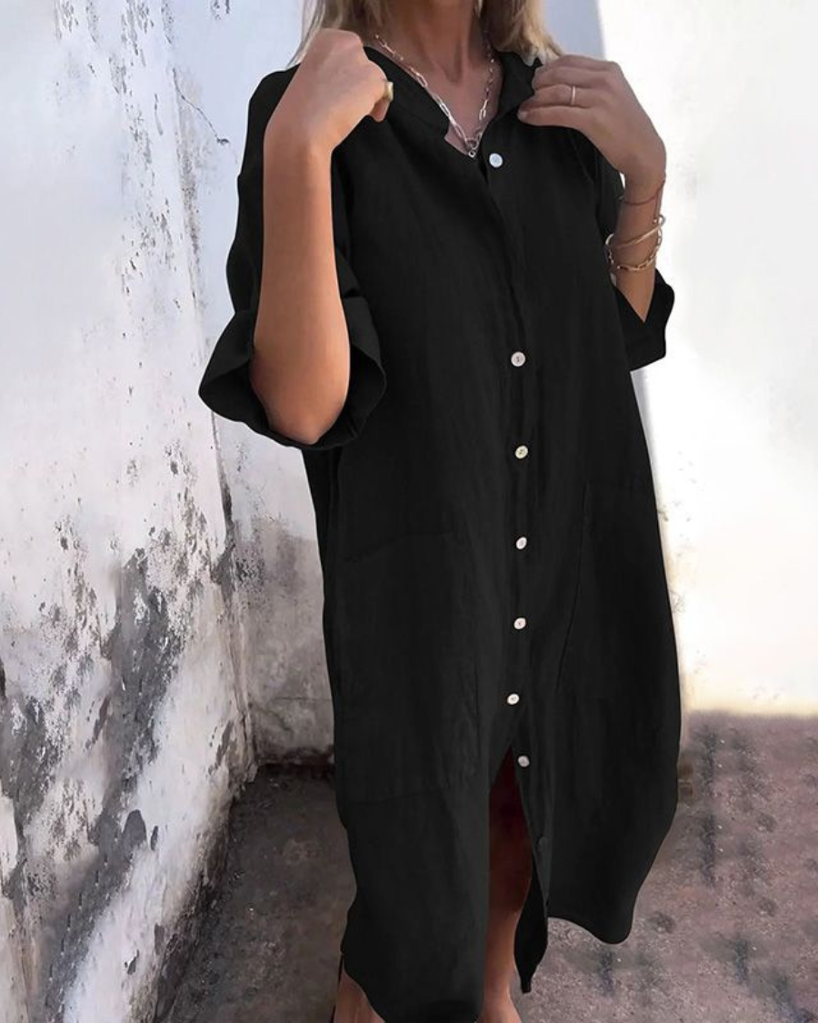 Boho Shirt Dress with Button Down - Summer Elegant Versatile Style