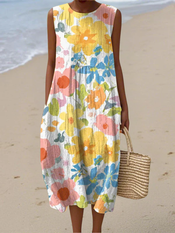 Ella | Women's Pastel Floral Flowy Midi Dress