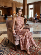 Elegant Cross Halter Geometric Cutout Midi Dress | Summer Style for Women