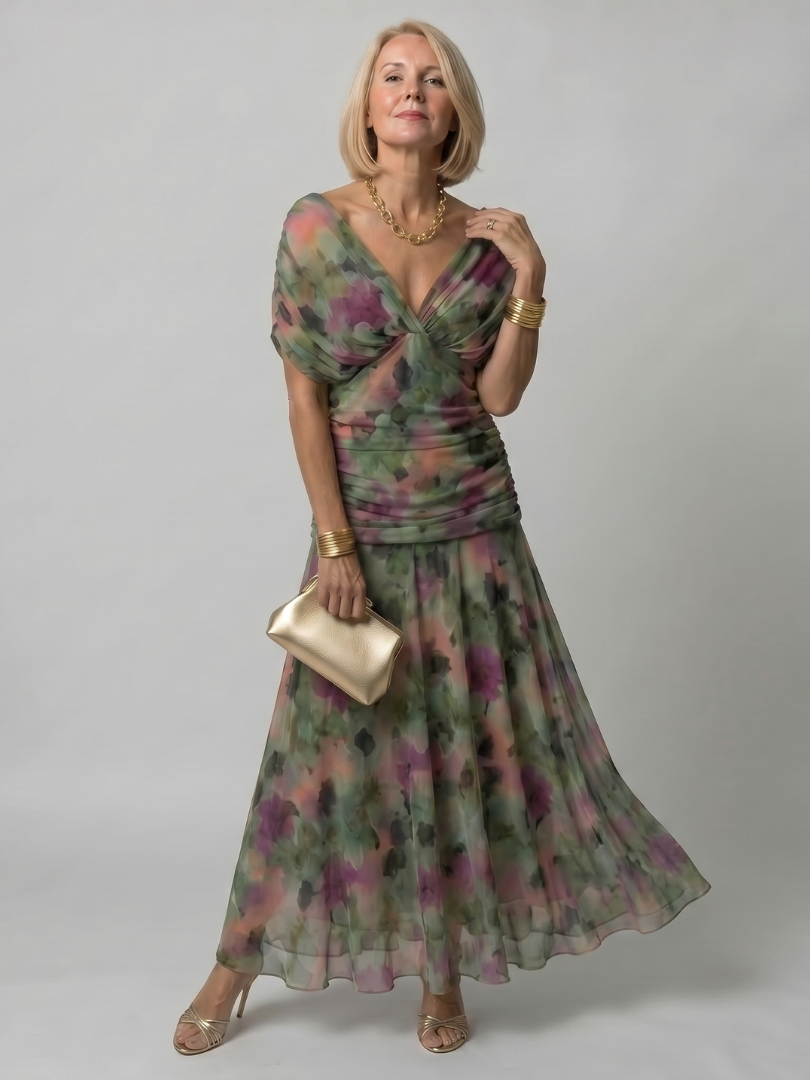 Off Shoulder Flow Midi Dress - Summer Party Elegant Style for Women