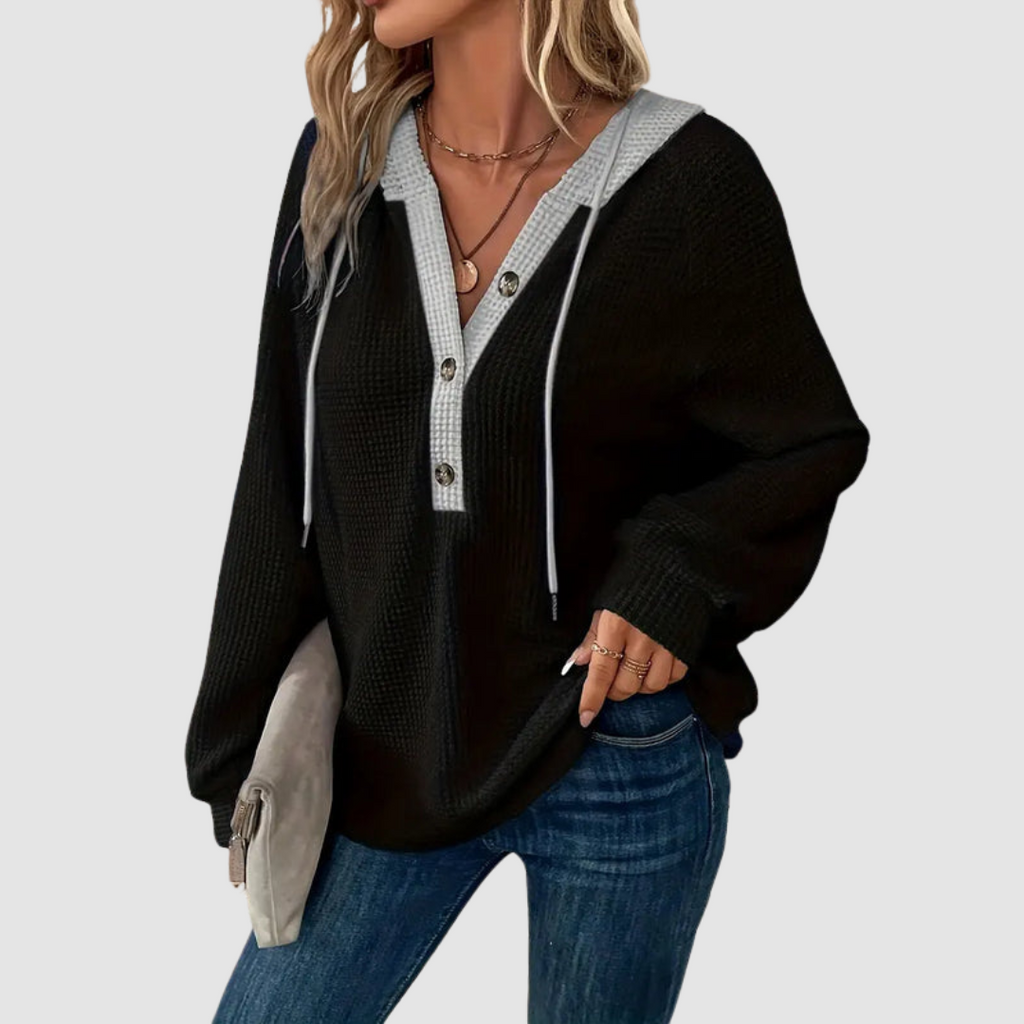 Trish | Women's Textured Knit Hooded Sweater