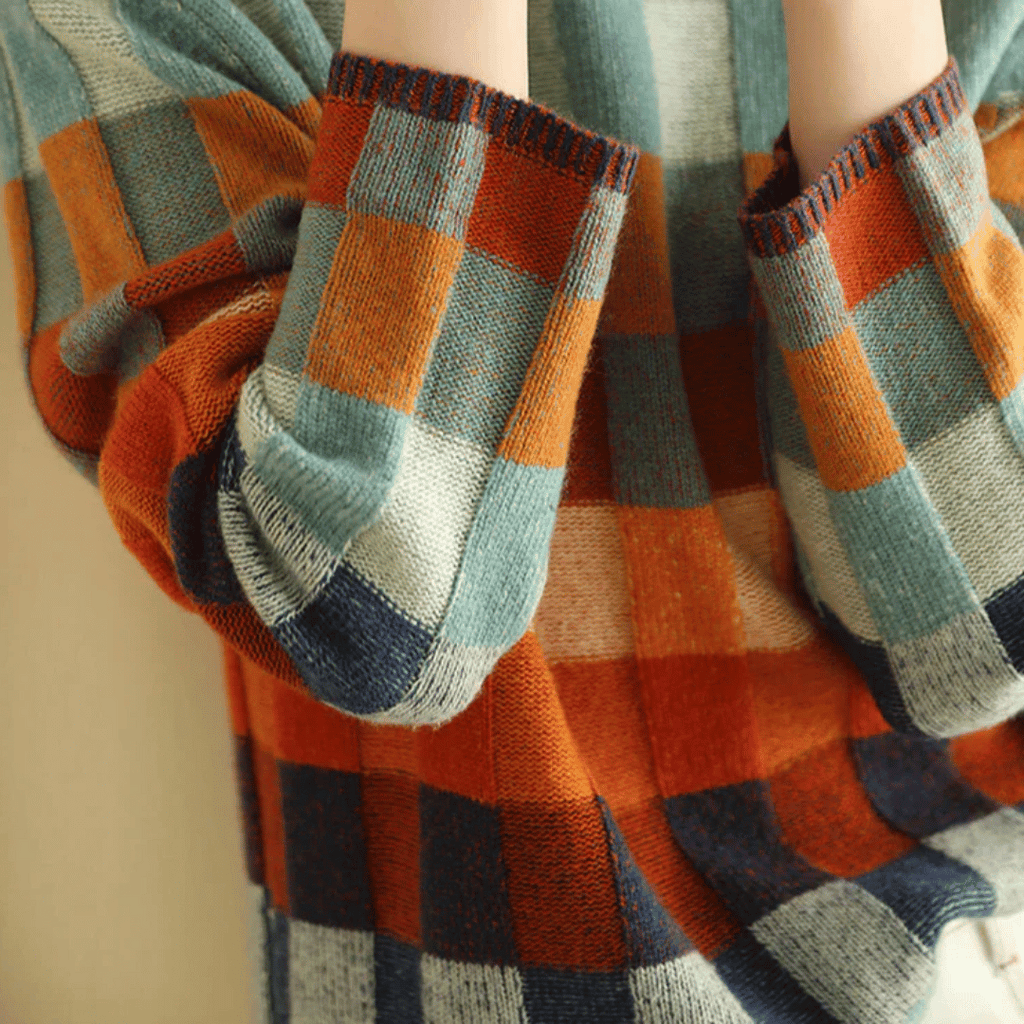 Ravelyn | Women's Cashmere Patchwork Turtleneck Sweater