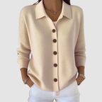 Riah | Women's Lapel Collar Button-Up Knit Cardigan
