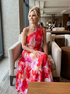 One Shoulder Pleated Midi Dress - Party Elegant Summer Style for Women