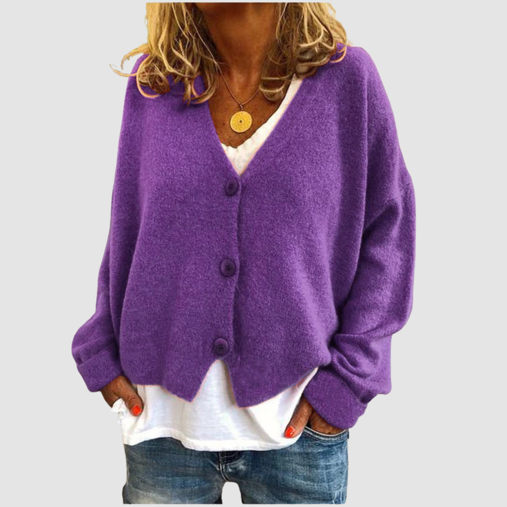 Micki | Women's V-Neck Button-Up Knit Cardigan