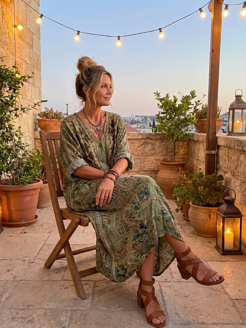 Aleta | Women's Oversized Button-Front Pocket Midi Dress