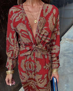 Nadira | Women's Wrap Dress with Feather Print